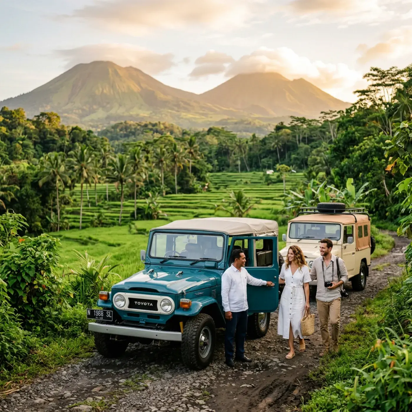 Restored FJ40 Land Cruisers with chauffeur